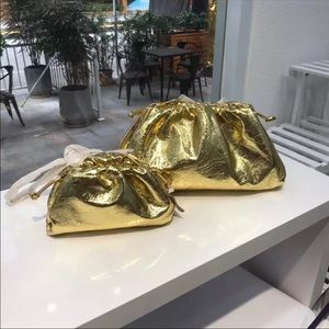 LARGE GOLD CLUTCH BOTTEGA VENETA INSPIRED